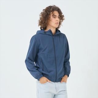 【GIORDANO 佐丹奴】男裝連帽風衣外套(84 黑檀灰藍)