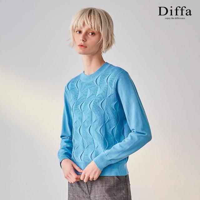 【Diffa】波浪緹花織紋毛衣-女