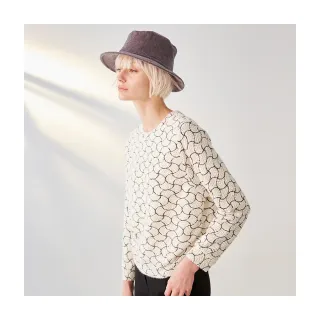 【Diffa】簡約撞色織紋繭型針織衫-女