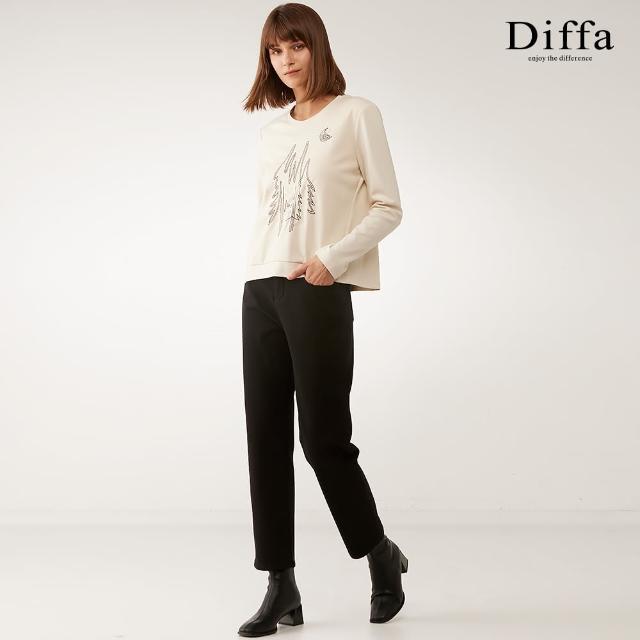 【Diffa】時尚簡約黑色牛仔長褲-女(丹寧)