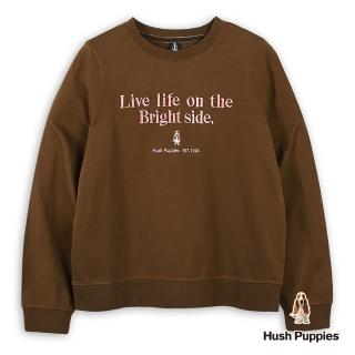 【Hush Puppies】女裝 T恤 質感造型英文字繡花刺繡小狗長袖T恤(咖啡 / 44211108)