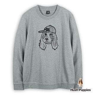 【Hush Puppies】男裝 T恤 素色棒球帽狗長袖T恤(麻灰 / 44111103)
