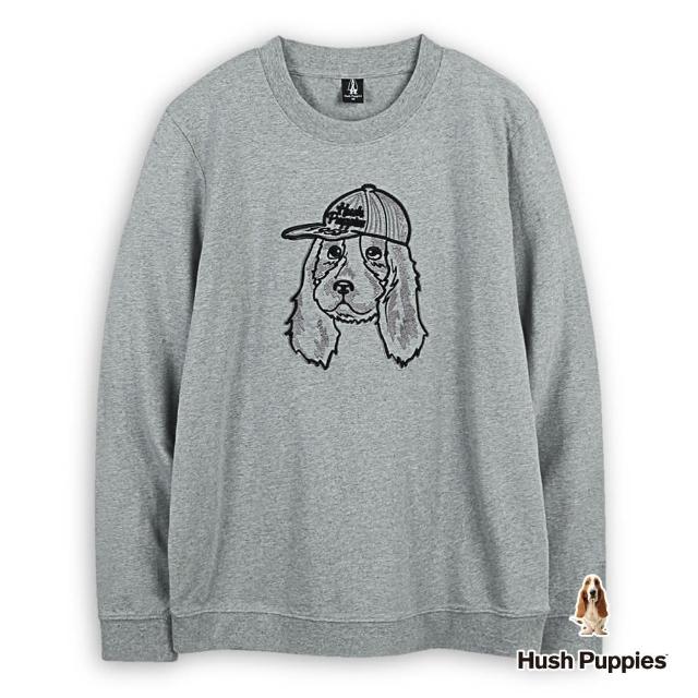 【Hush Puppies】男裝 T恤 素色棒球帽狗長袖T恤(麻灰 / 44111103)