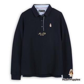 【Hush Puppies】女裝 POLO衫 經典品牌英文刺繡小狗長袖POLO衫(丈青 / 44201107)