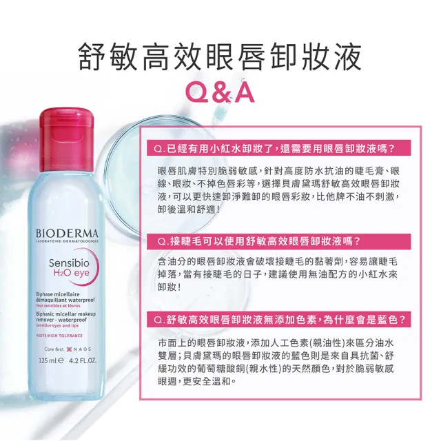 【BIODERMA 貝膚黛瑪 官方直營】舒敏高效眼唇卸妝液125ml(2入組)