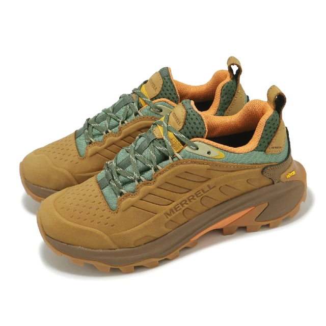 MERRELL 戶外鞋 Moab Speed 2 LTR WP 女鞋 棕 綠 防潑水 緩衝 黃金大底 登山鞋(ML038424)