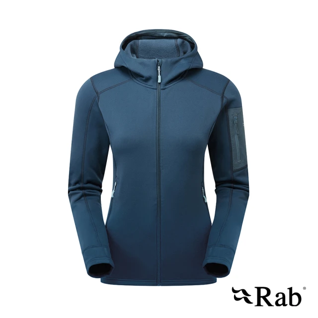 RAB Modulus Hoody Women 快乾排汗彈性保暖連帽外套 女款 暴風藍 #QFG16