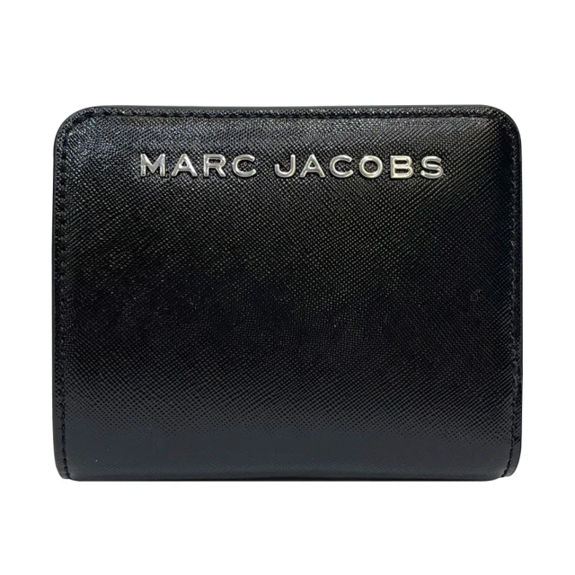 MARC JACOBS 馬克賈伯 簡約黑MJ logo防刮皮革短夾(4S4SMP002S02-001)