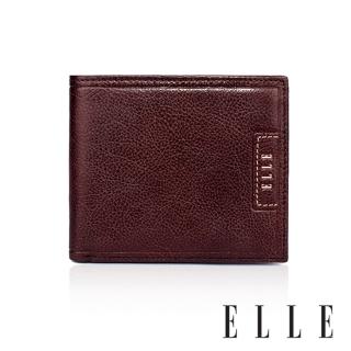 【ELLE HOMME】ELLE時尚真皮素面 5卡 1窗格 皮夾/男夾/短夾(黑色/棕色)