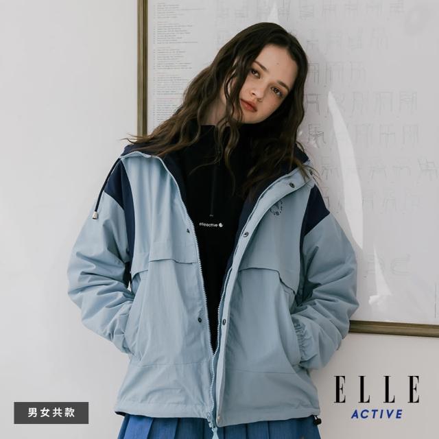 【ELLE ACTIVE】女款 雙面穿機能寬鬆版連帽外套-藍色(EA24A2F6101#35)