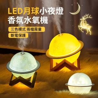 【ANTIAN】二合一 LED月球小夜燈精油香氛水氧機 加濕補水霧化噴霧機 空氣清淨機 交換禮物(母親節禮物)