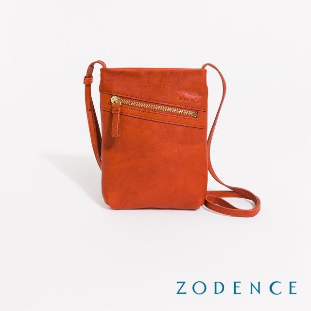 【ZODENCE 佐登司】CHOCCO義大利植鞣革手機包(橘紅)