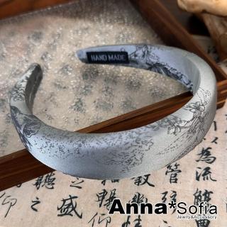 【AnnaSofia】韓式髮箍髮飾-中國風絨線繪 現貨(銀灰系)