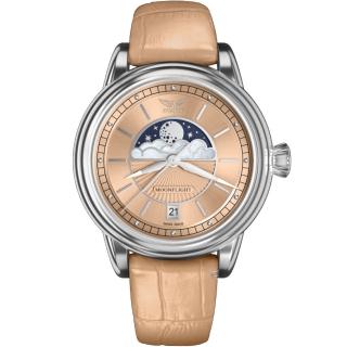 【AVIATOR】飛行員 DOUGLAS MOONFLIGHT 月相顯示時尚腕錶 手錶(V13302594)