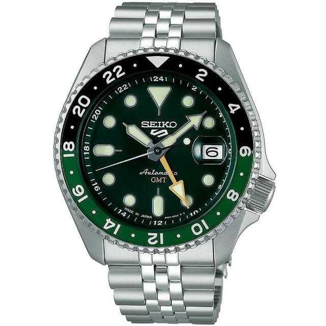 【SEIKO 精工】5 Sports GMT雙時區機械錶-42.5mm 女王節 禮物(4R34-00A0G/SSK035K1)