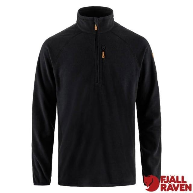 【Fjallraven】小狐狸 男 Ovik Lite Fleece Half Zip 輕量保暖刷毛半開襟立領衫.運動休閒(12600243-550 黑)