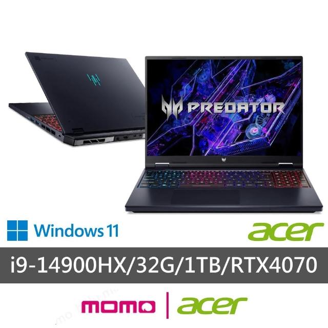 【Acer 宏碁】16吋14代i9 RTX4070電競筆電-黑神話悟空適用(Predator/PHN16-72-9000/i9-14900HX/32G/1T/W11)