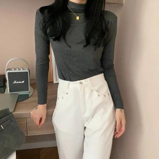 【D.studio】韓版半高領打底修身內搭長袖上衣(女裝 衣服 寬鬆上衣 顯瘦上衣 長袖t恤 W426)