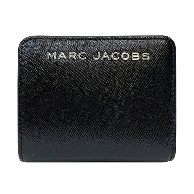 【MARC JACOBS 馬克賈伯】簡約黑MJ logo防刮皮革短夾(4S4SMP002S02-001)