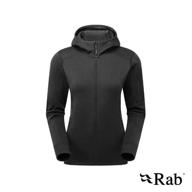 【RAB】Modulus Hoody Women 快乾排汗彈性保暖連帽外套 女款 黑色 #QFG16