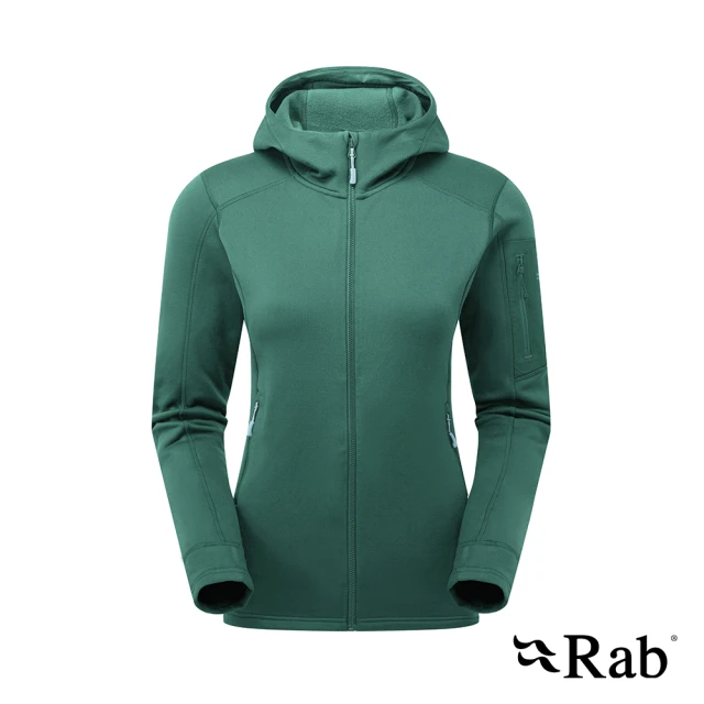 RAB Modulus Hoody Women 快乾排汗彈性保暖連帽外套 女款 尤加利綠 #QFG16