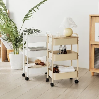【完美主義】日系簡約三層置物推車-4色(收納推車/收納籃車/置物推車/手推車)