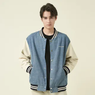 【ELLE ACTIVE】男款 經典牛仔棒球外套-藍色(EA24A2F6103#35)