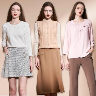 【TOWN’WEAR 棠葳】精選質感素雅上衣(三款任選/中大尺碼/多色/素色/印圖/圓領/針織/雪紡/蕾絲/荷葉領)