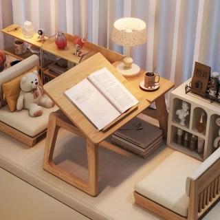 【WOG 窩居】實木辦公學習電腦桌可翻轉折疊飄窗桌-60*35*32cm(電腦桌/飄窗桌/床上學習桌)