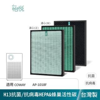 【怡悅】適用 Coway AP-1018F AP1018F AP1018 抗病毒濾心1入 活性碳1入(臺灣製造)