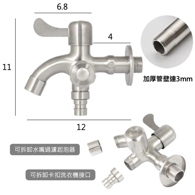 PJ025-多功能水龍頭 304不銹鋼(戶外水龍頭.洗衣機專用龍頭.牆壁水龍頭.單冷水.4分.入牆式龍頭)