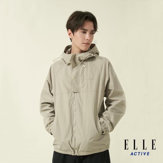 【ELLE ACTIVE】男款 防風防潑水百搭連帽外套-卡其色(EA24A2M6102#82)