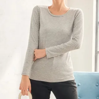 【MYDRESS】撞色條紋柔感保暖發熱衣