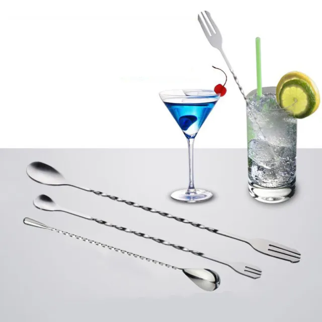【調製飲品】304不鏽鋼調酒平匙32cm-2入組(不鏽鋼湯匙 咖啡匙 甜點匙 攪拌勺 飲料勺 咖啡用具 調酒用具)