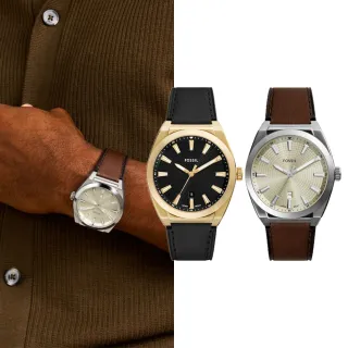 【FOSSIL 官方旗艦館】Everett系列 永恆時光日曆指針手錶 真皮錶帶 42MM【618 限定價】(2色可選)