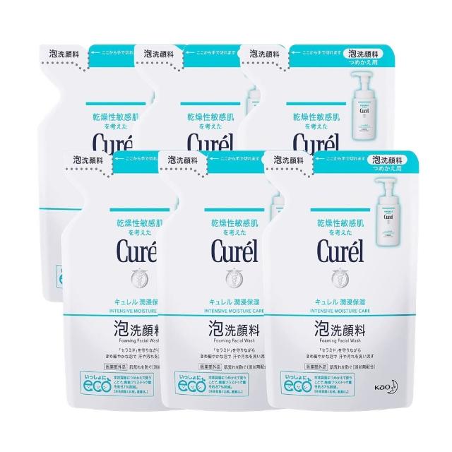 【日本花王Curel】潤浸保濕洗顏慕絲補充包130ml_6入(日本原裝進口)