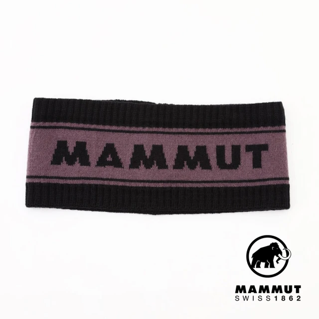 Mammut 長毛象 Peaks Headband 羊毛混紡保暖針織LOGO頭帶 黑/波動紫 #1191-01441