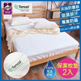 【MIT iLook】獨家!正版蘭精天絲100%防水護理級專利吸濕排汗技術(枕墊2入)