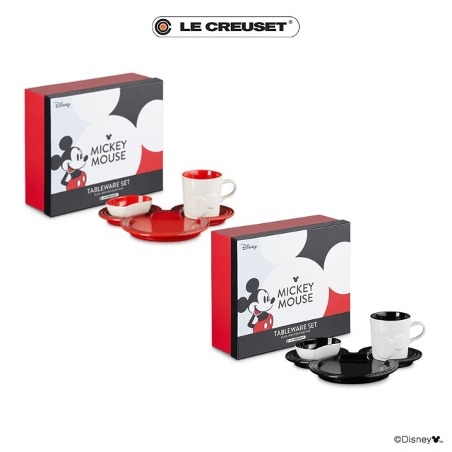 Le Creuset 迪士尼米奇系列 瓷器餐桌用具套組(櫻桃紅/閃亮黑)