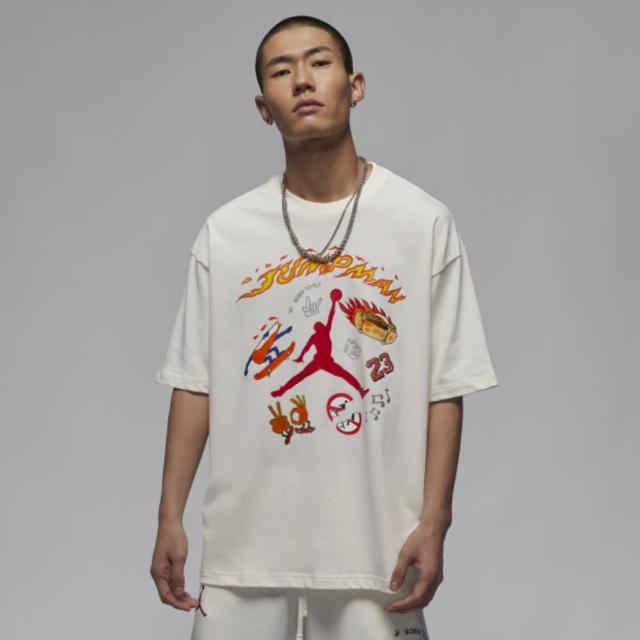 【NIKE 耐吉】上衣 男款 短袖上衣 運動 AJ 喬丹 AS M J SS OS CREW NECK GCEL 白 HJ3965-133