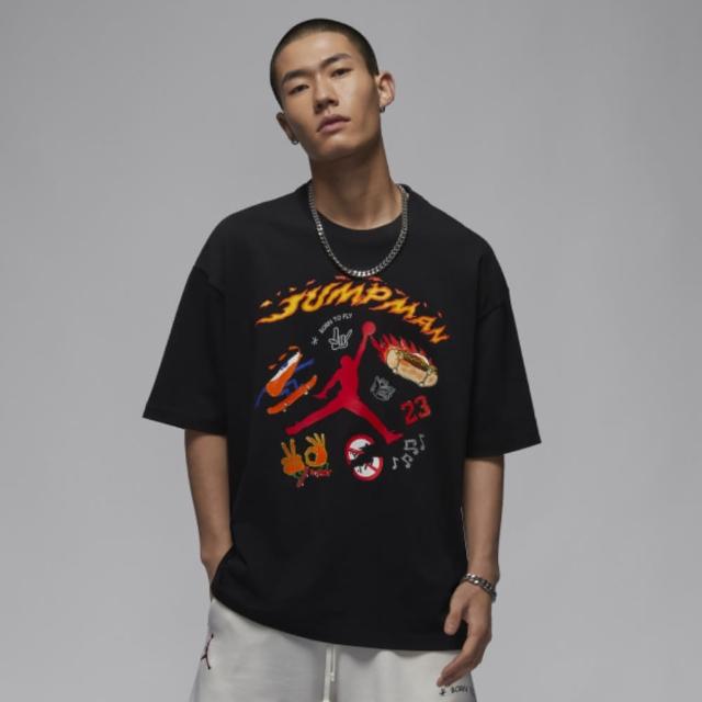 【NIKE 耐吉】上衣 男款 短袖上衣 運動 AJ 喬丹 AS M J SS OS CREW NECK GCEL 黑 HJ3965-010