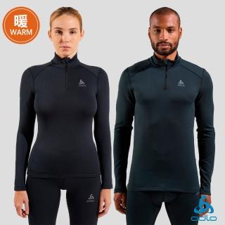 【ODLO】男 女 ECO 銀離子 基礎 保暖型 半開襟 長袖上衣 黑(吸濕排汗 抗臭 銀離子 底層衣 滑雪 雪季)
