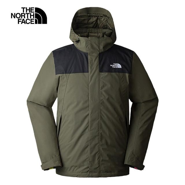 【The North Face 官方旗艦】北面男款綠黑拼接DryVent防水透氣連帽三合一外套｜892A21L