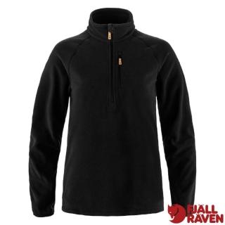 【Fjallraven】小狐狸 女 Ovik Lite Fleece Half Zip 保暖刷毛拉鍊半開襟休閒衫(14600199-550 黑)