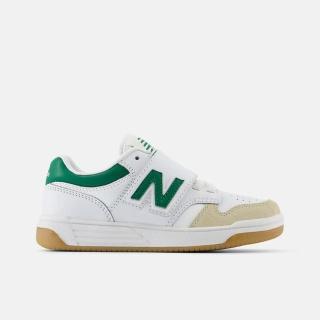 【NEW BALANCE】中童 休閒鞋 復古 W寬楦 NB 480 魔鬼氈 舒適 白綠(PHB480SG)