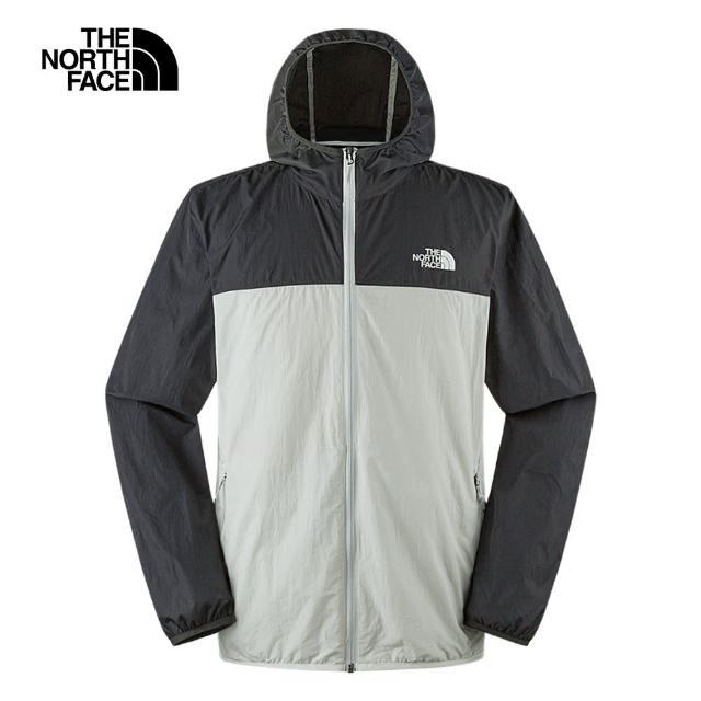 【The North Face 官方旗艦】北面男款灰黑拼接DWR防潑水連帽外套｜8AUSAZ5(抗UV)