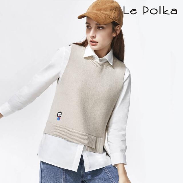 【Le Polka】個性合身小獅子針織背心-女