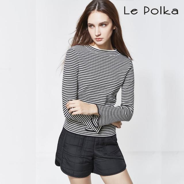 【Le Polka】內刷毛鋪棉方格紋短褲-女