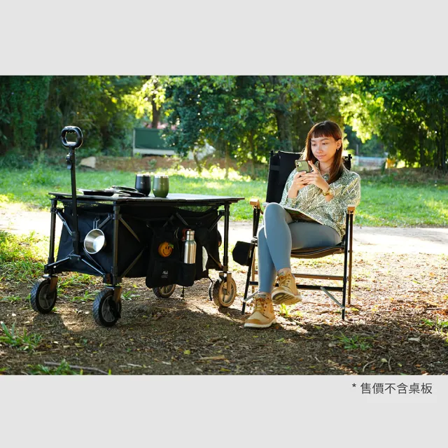 【NUIT 努特】小馬可伸縮加高露營推車 加長拉桿 折疊式行動手推車 露營裝備車(NTF277BK)
