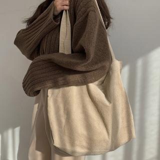 【MoonDy】托特包 購物袋 燈芯絨包包 a4包 休閒肩揹包 女生單肩包 大容量包包 洗水包包 復古包